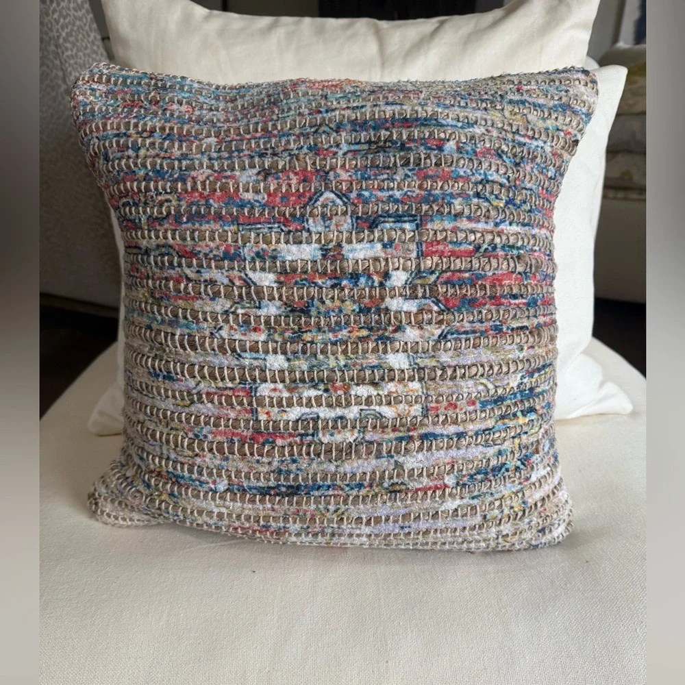 SURYA TWO JUTE BLEND BOHEMIAN ACCENT THROW PILLOW COVERS 18in x 18in